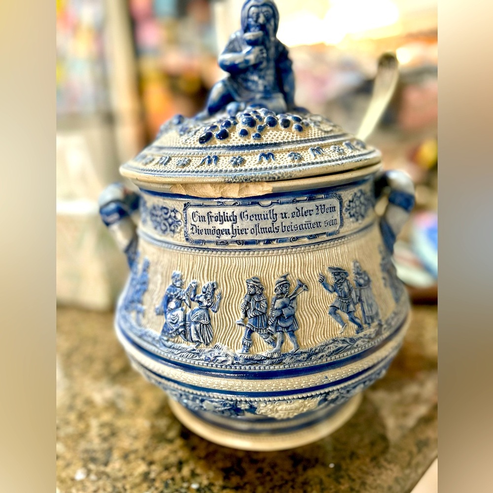 Antique Westerwald Stoneware salt glaze punch/soup tureen 1900s